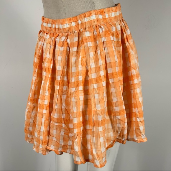 ❤️ UO Orange Checkered Button-Up Skirt L - Picture 5 of 11